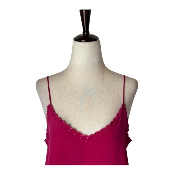 Sezane Tank Top Pink Silk Scalloped Neckline Flowy Athenee Camisole - Picture 4 of 11
